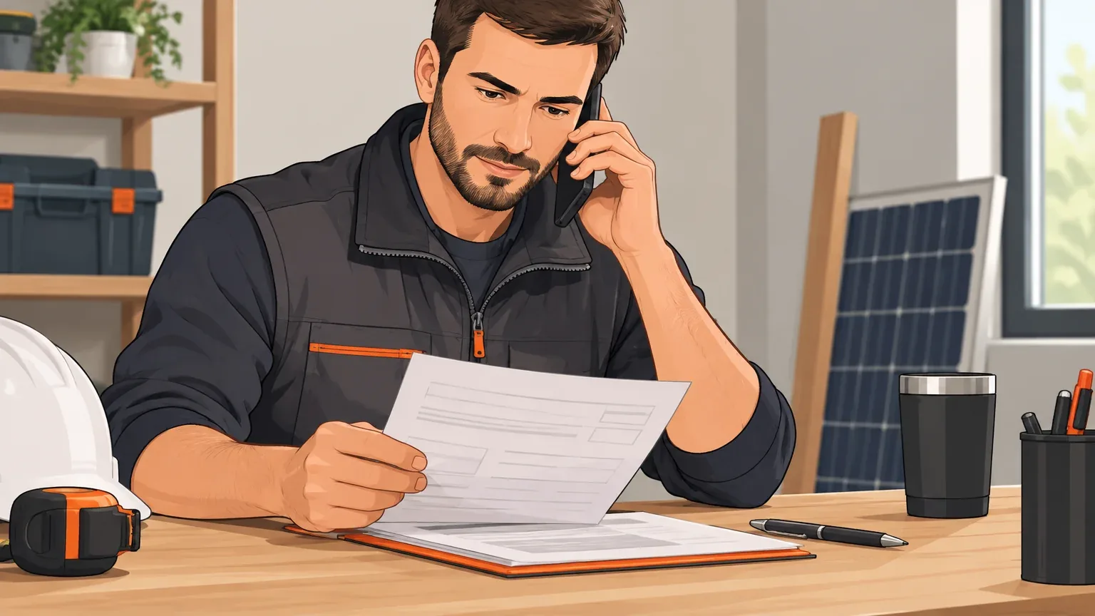 Un artisan examine une demande de travaux avant de rappeler un prospect