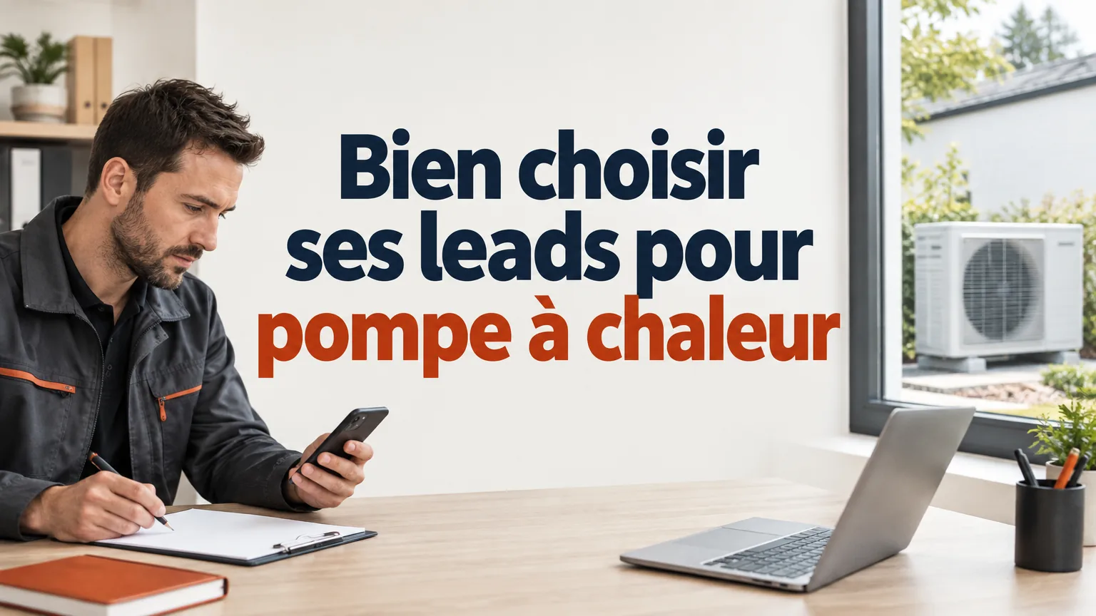 Installateur préparant le rappel d’un prospect pour un projet de pompe à chaleur
