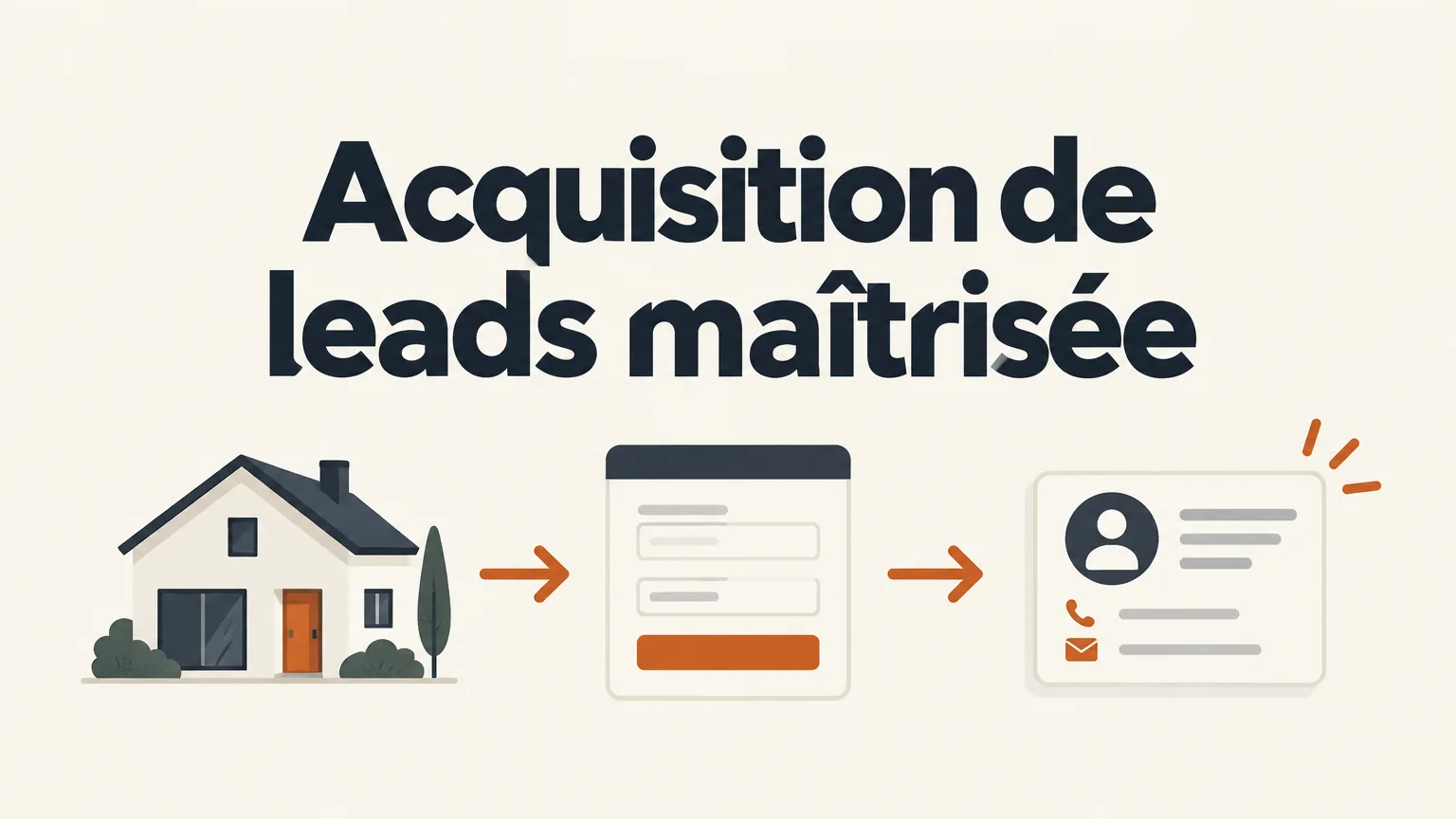 Parcours visuel d’une demande de travaux vers un contact commercial