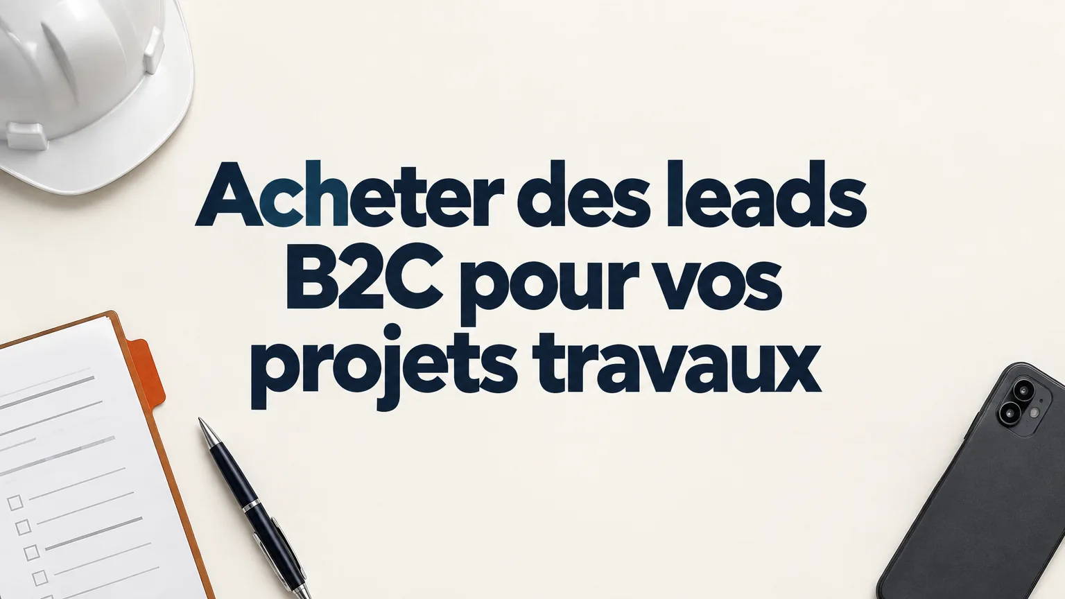 Fiche de demande de travaux, stylo et casque de chantier