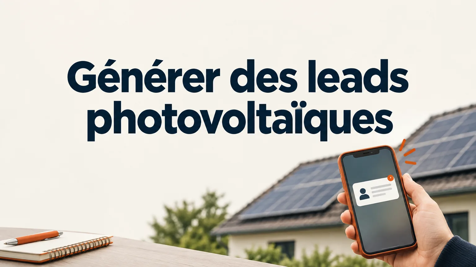 Demande photovoltaïque reçue sur un téléphone devant une toiture solaire