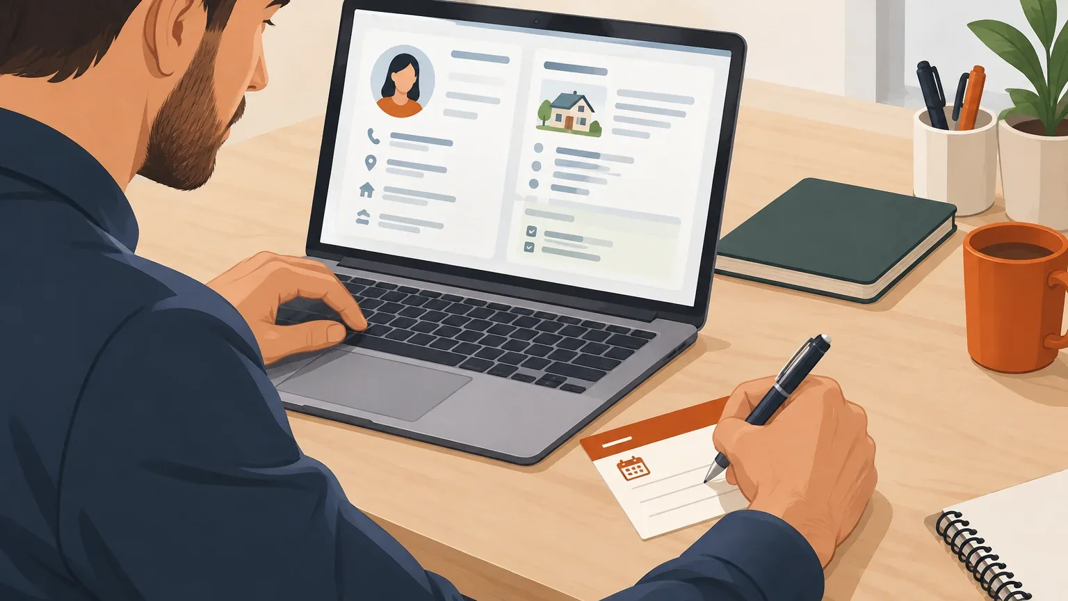 Illustration du suivi d’un lead depuis ses informations jusqu’à la prochaine relance